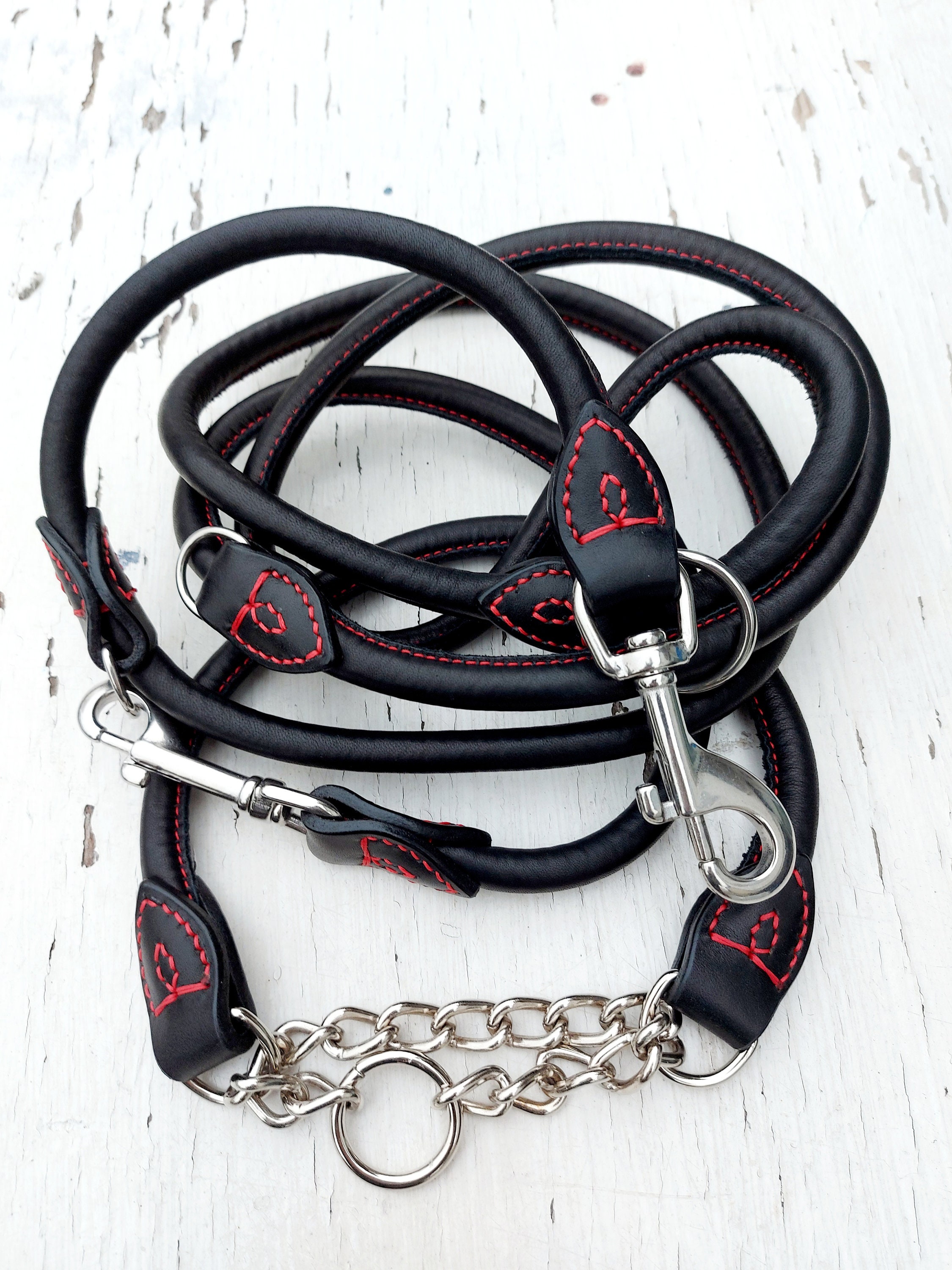 Rundgenähtes Halsband mit Zugkette | Etsy