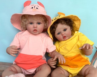 Reborn Toddler Doll Girl 24inch 3D Paint Skin Realistic Reborn Twins Toddler Cuddle Body High Quality Newborn Bebe Christmas Gifts