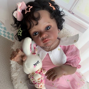 Reborn Baby Dolls Girl African American Handmade High Quality 3D Skin Toddler Reborn Doll Bebe 24inch Cloth Body Newborn Doll Gifts For Girl