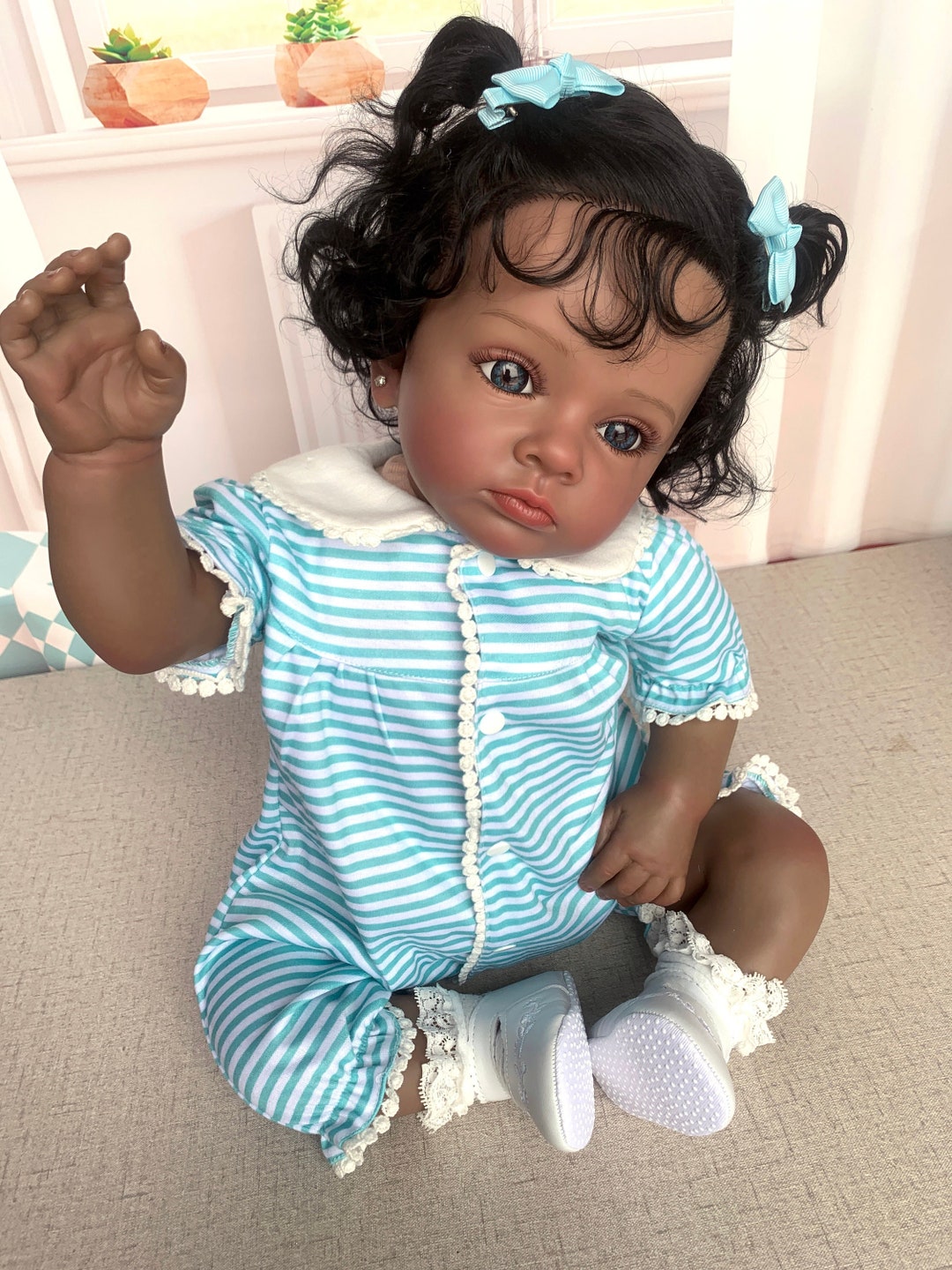 Reborn Baby Dolls African American Handmade High Quality 3D Skin