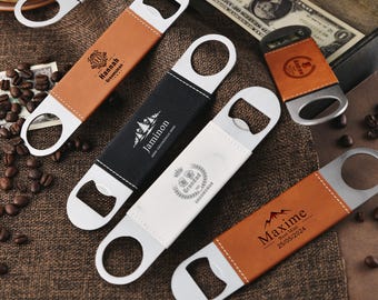 Custom Engraved Leather Bottle Opener – Personalized Beer Opener Gift for Husband, Boyfriend, Couples Anniversary Barware Accessory