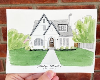 Watercolor house Portrait, Watercolor House Portrait, watercolor painting, hand painted house portrait, home painting from picture