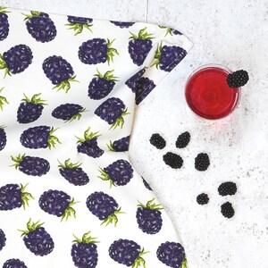 Blackberry Tea Towel - Handmade Kitchen Decor - Fruit Illustration - Made in UK - Perfect Gift