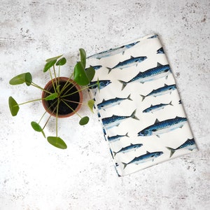Mackerel Tea Towel Watercolour illustration Perfect for your Kitchen Made in the UK image 4
