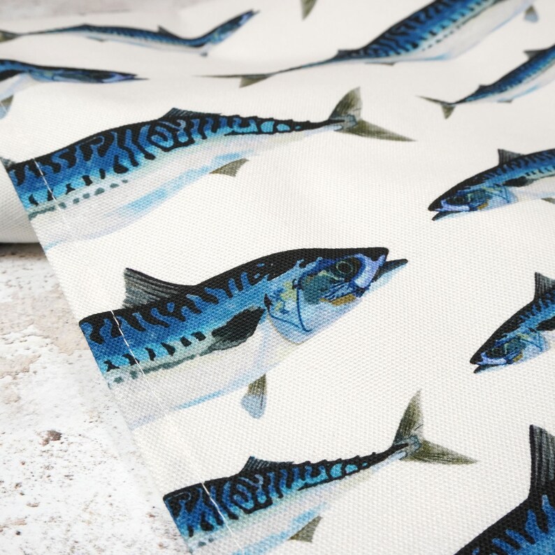 Mackerel Tea Towel Watercolour illustration Perfect for your Kitchen Made in the UK image 2