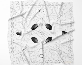 Pop & Fizz Monotone Silk Scarf - 100% Luxurious Silk - Perfect for Weddings or Parties - British Made Fashion Accessory