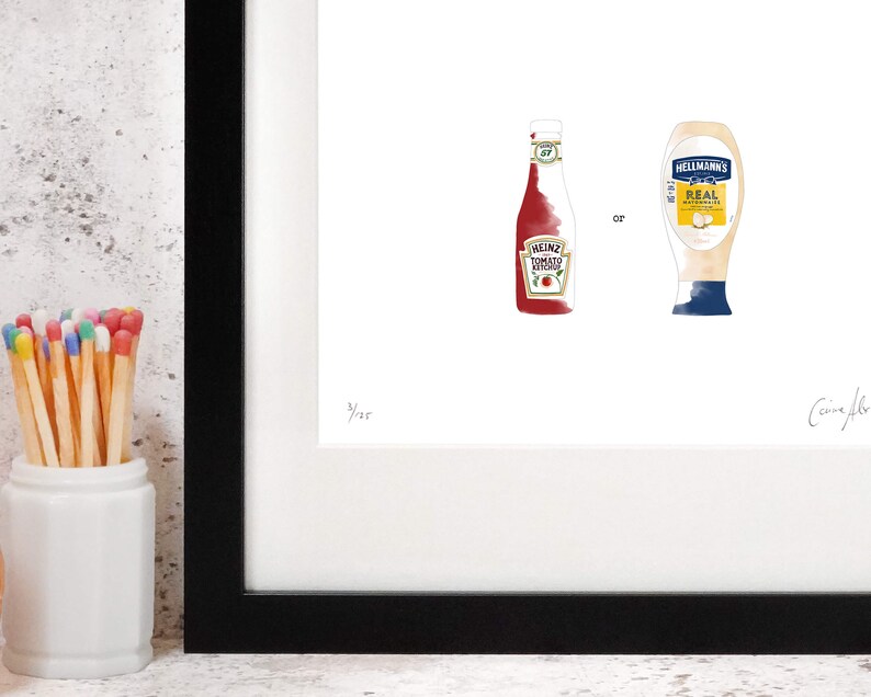 With Chips......Print Chips with Ketchup or Mayo Perfect piece for the Kitchen Limited Edition Print Food Art image 4