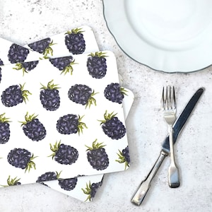 Blackberry Print Placemats: Heat-Resistant Kitchen Table Mats