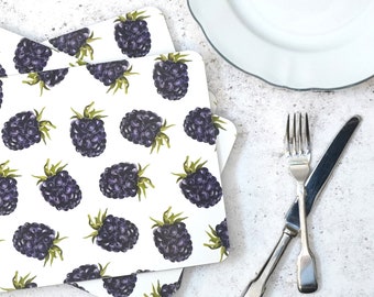 Blackberry Placemats - Made in UK - Kitchen & Dining Room Decor - Heat-Resistant Table Mats - Perfect for Entertaining