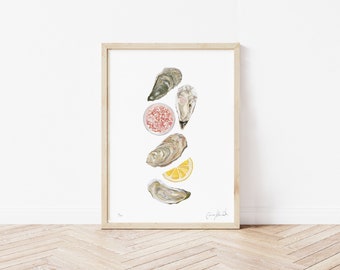 Oyster Print - Bathroom/Kitchen decoration - Limited Edition Print - Large Statement Print - A3