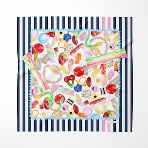 Sweet Tooth Silk Scarf: British Made Candy Print Fashion Accessory