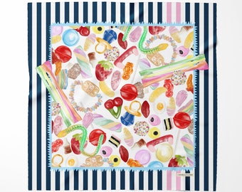 Sweet Tooth Square Silk Scarf - 100% Luxurious Silk Scarf - British Made