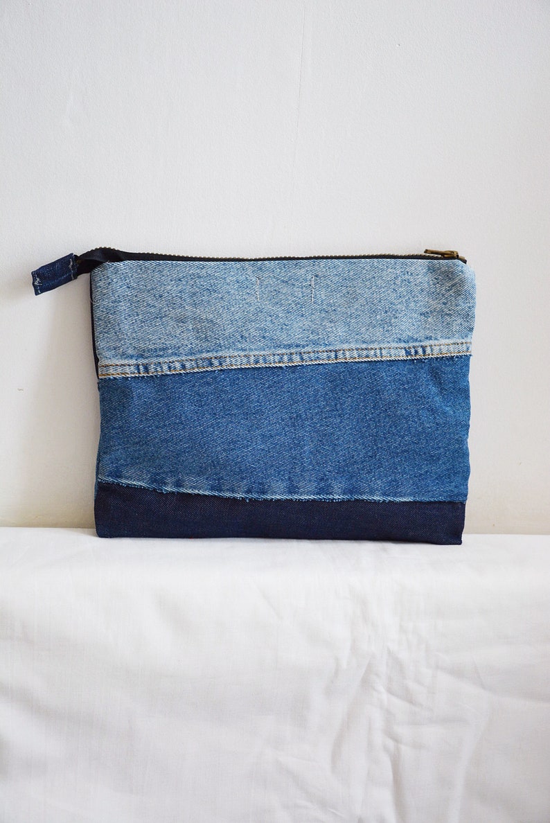 DENIM clutch bag with cotton lining // recycled denim | Etsy