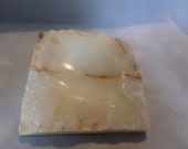 Onyx ashtray, veined onyx, marble agate stone, carved ash tray, mid century, tobacciana, smoking item, stone ash tray, hand carved,