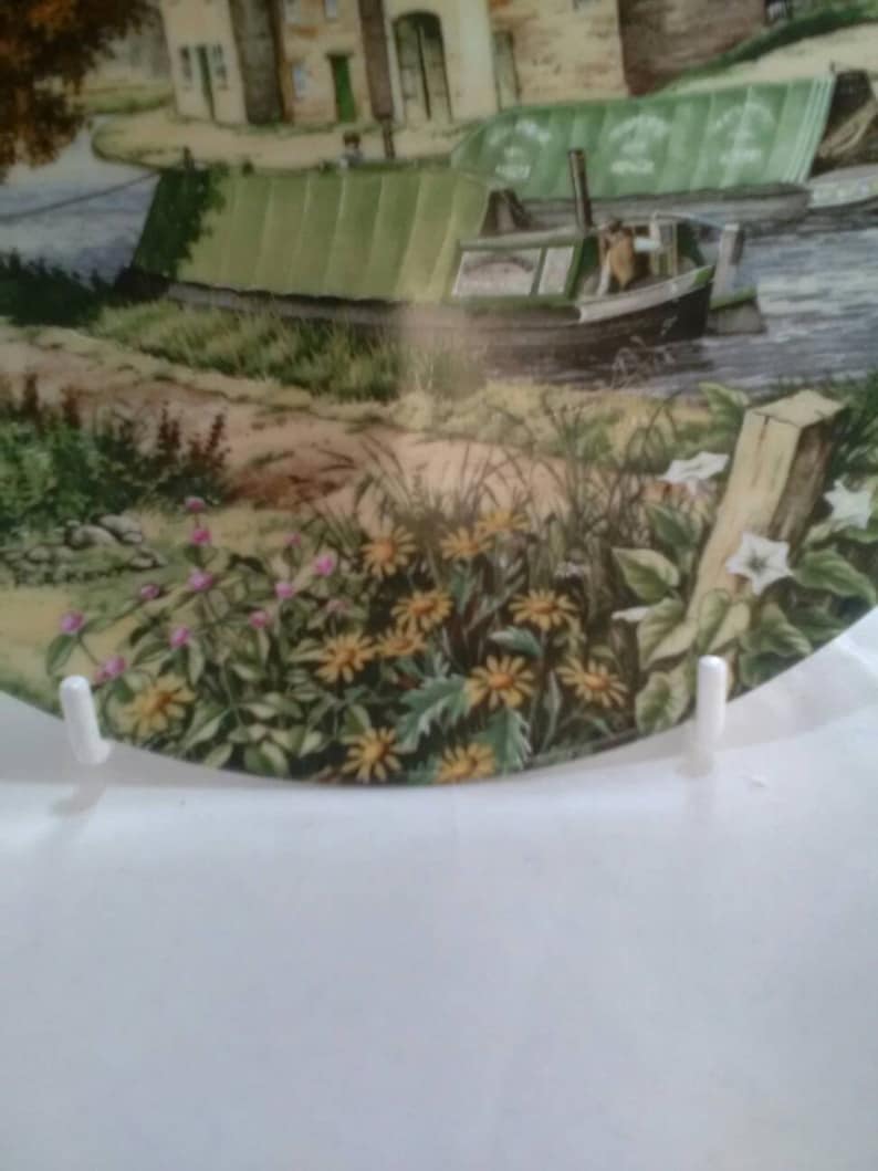 Collectable plate canal life Royal Worcester waterways picture fine porcelain Roger Kent Journeys End made in 1990 made in England