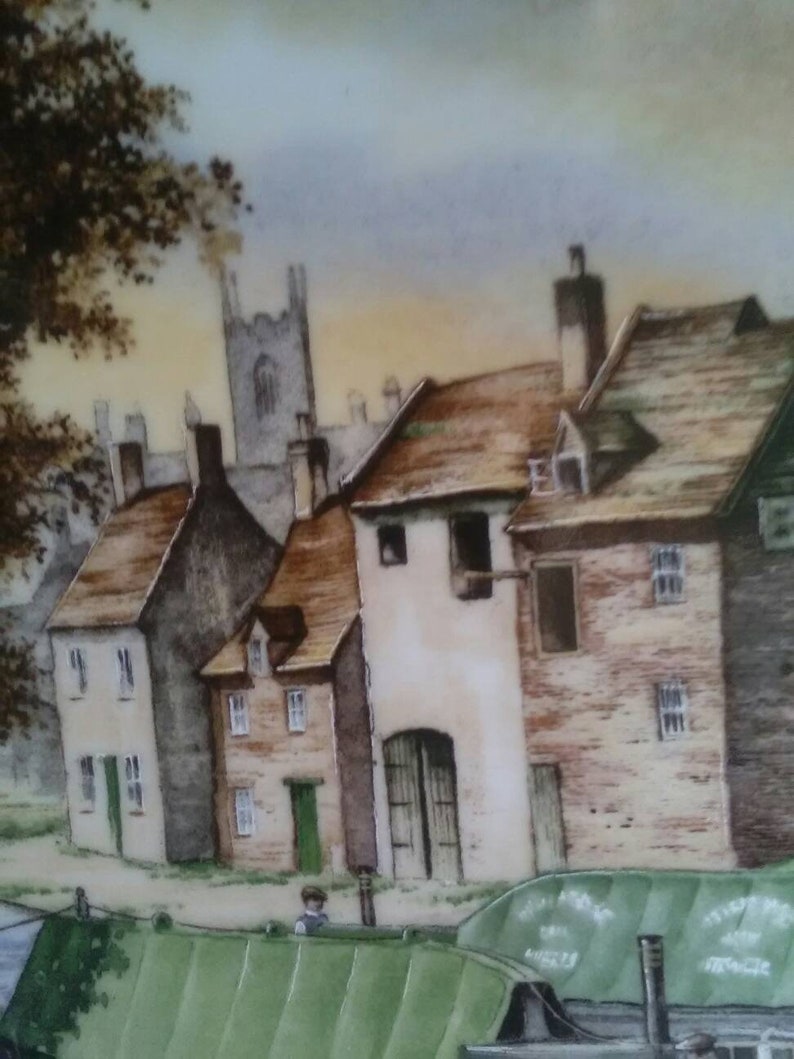 Collectable plate canal life Royal Worcester waterways picture fine porcelain Roger Kent Journeys End made in 1990 made in England