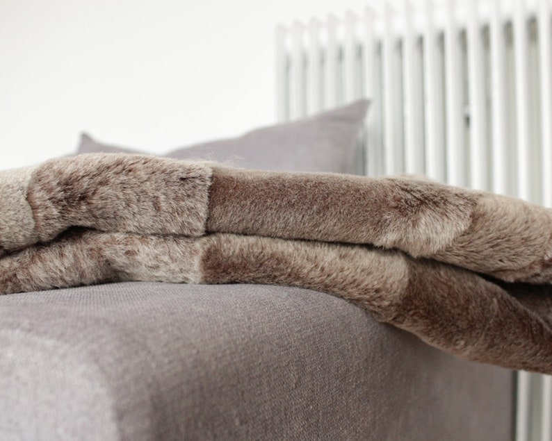 Shearling Sheepskin Blanket Chestnut Brown Leather Backing Etsy