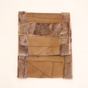 Sheepskin Shearling Scarf Handmade Unisex Long Chestnut Super Soft with Natural Sheepskin Fur and suede leather backing