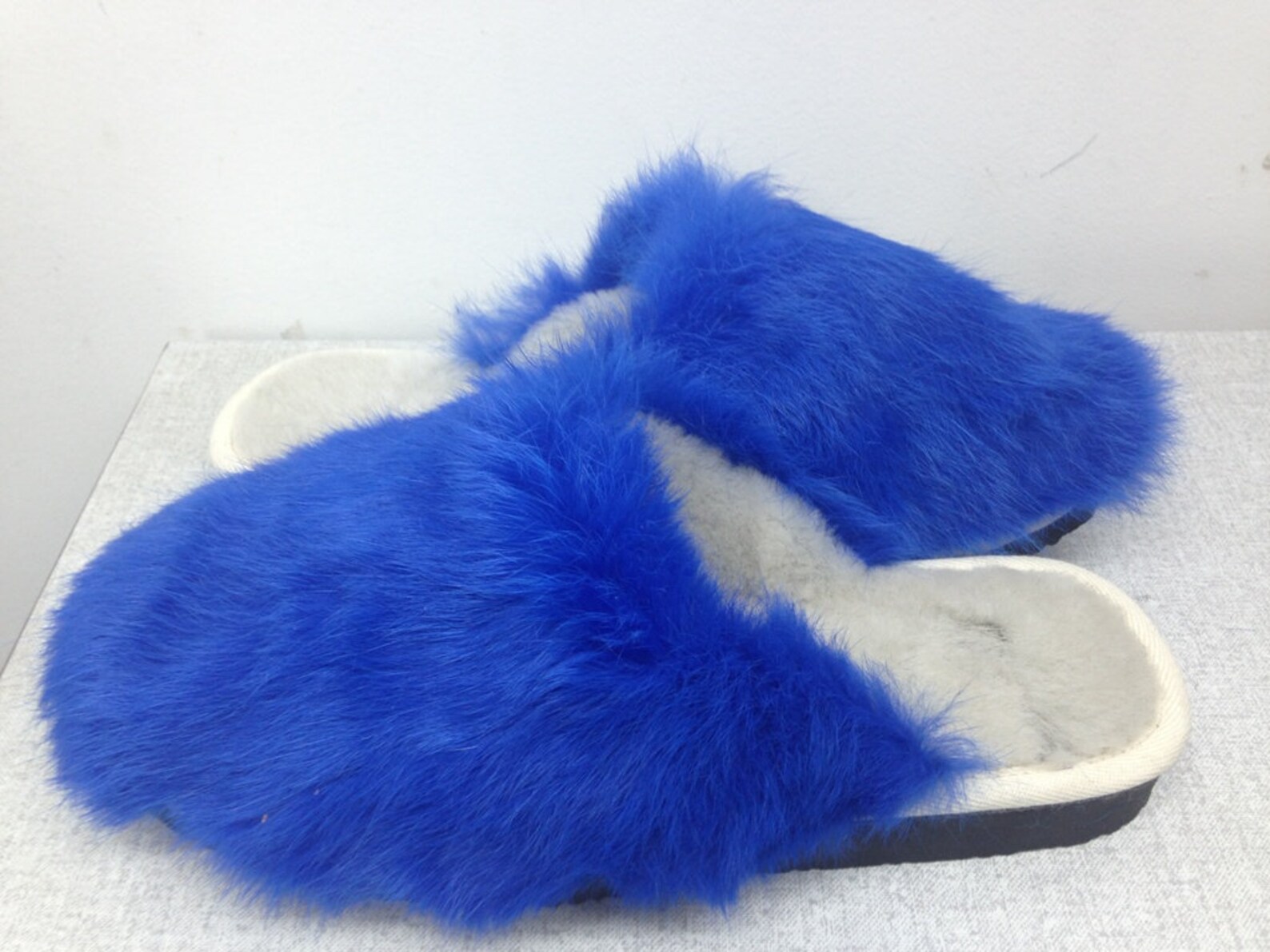 blue sheepskin slippers