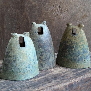 Ancient bronze bell 2000 Year old Han Dynasty antique Culture Chinese Vietnam China Southeast Asia authentic aged patina choice of 3