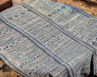 Hmong Hand Woven Hemp Roll Hand Drawn Batik Indigo Dye Hill Tribe Art choice of 4 rolls wax ethnic tribal fabric table runner textile