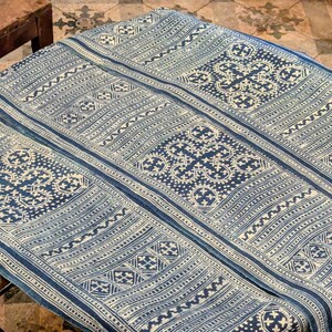 Hmong Hand Woven Hemp Roll Hand Drawn Batik Indigo Dye Hill Tribe Art choice of 4 rolls wax ethnic tribal fabric table runner textile image 16