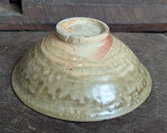 Bowl antique pottery of the Ly Tran Dynasty 12th-14th century Vietnam Southeast Asia Glazed authentic molded Ceramic genuine floral repaired