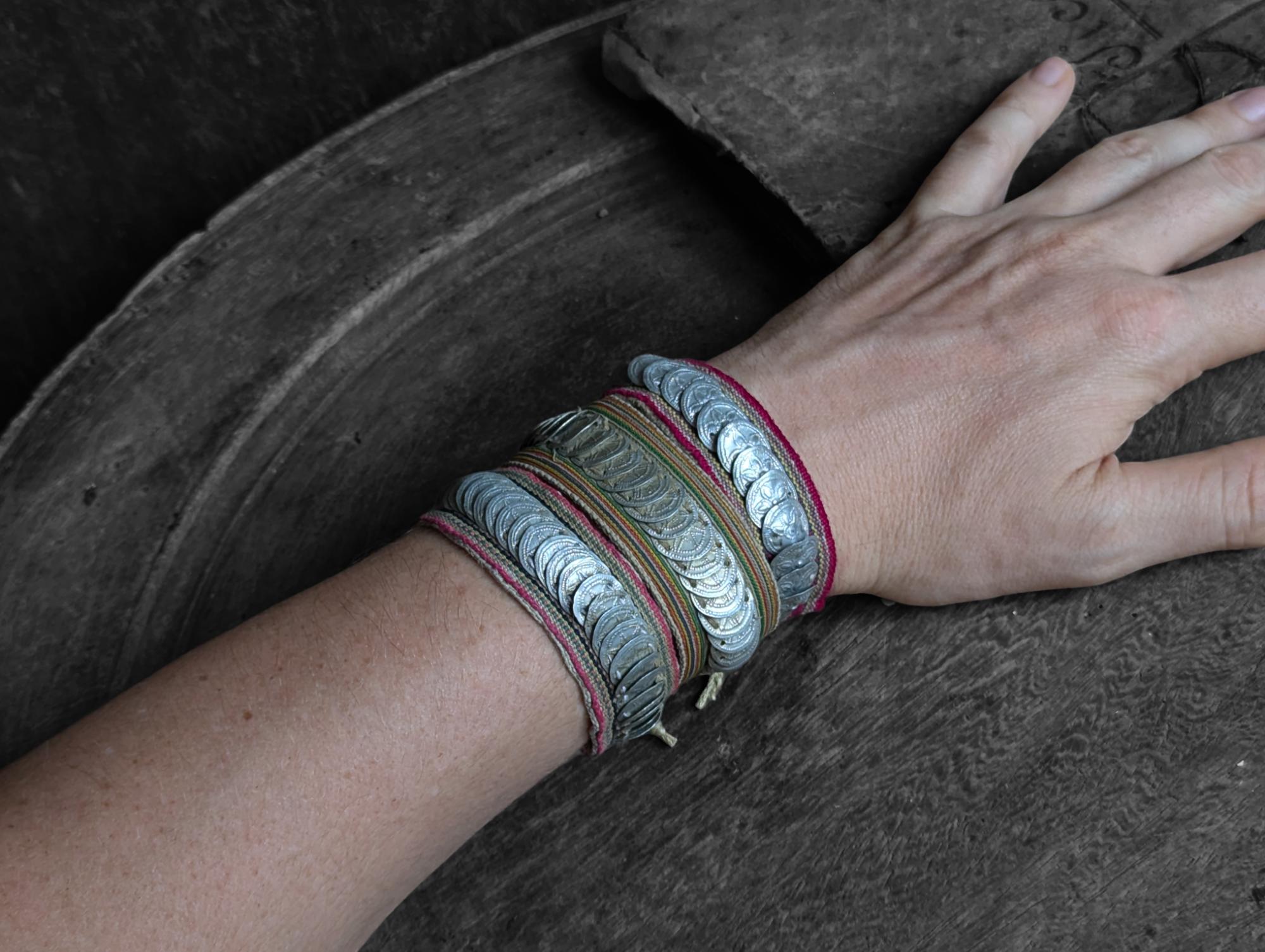 Stunning Tribal Cuff Bracelet Handmade Yao Mien Unisex Light