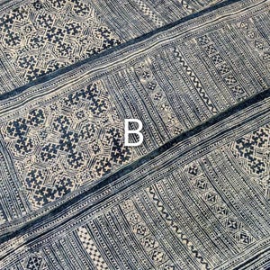 Hmong Hand Woven Hemp Roll Hand Drawn Batik Indigo Dye Hill Tribe Art choice of 4 rolls wax ethnic tribal fabric table runner textile image 10