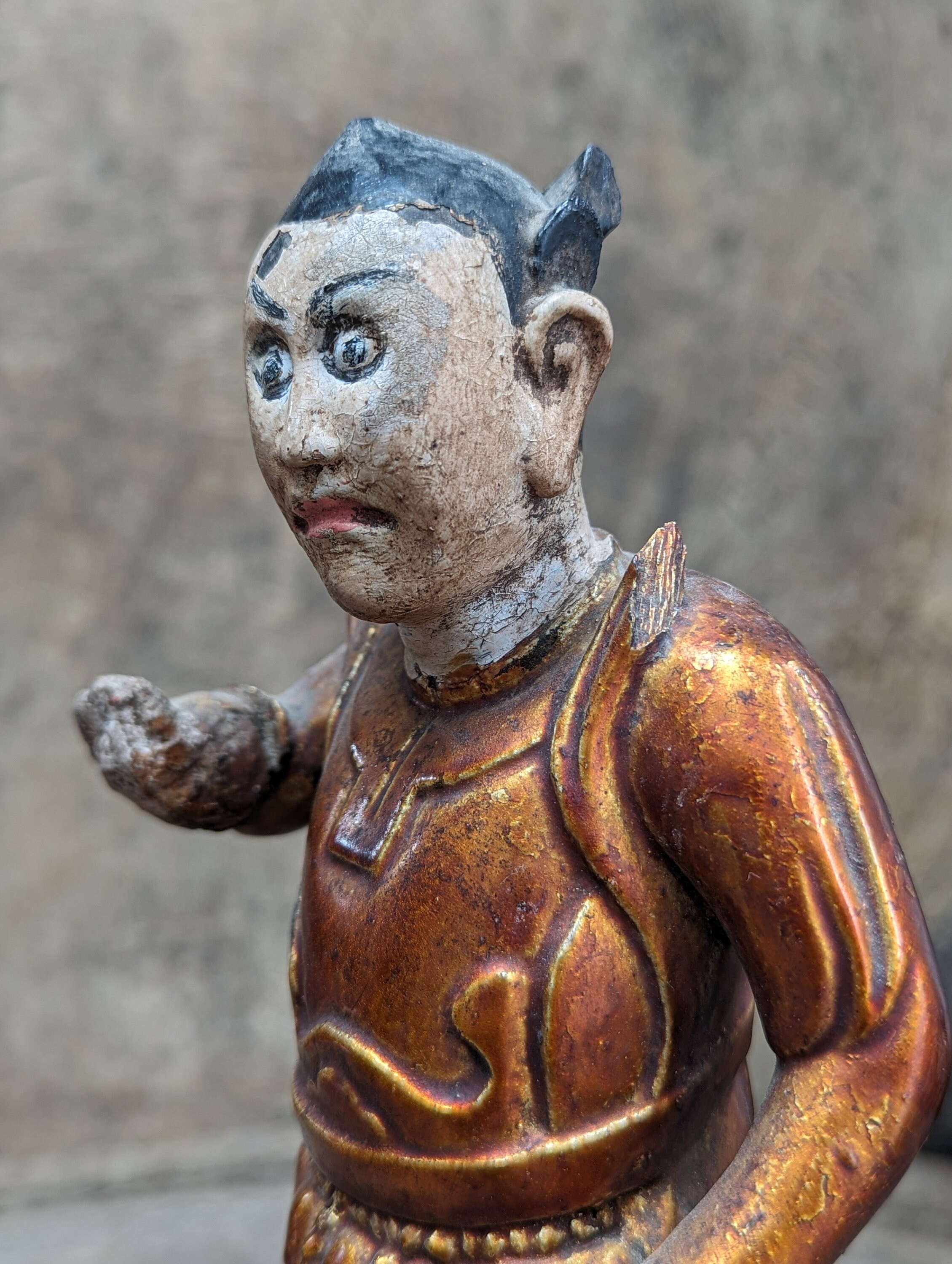 Rare Antique Wooden Sculpture Le Dynasty Buddhist 18th
