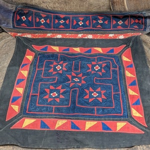 Hmong feito à mão batik tecido portador de bebê vintage algodão índigo colina tribo étnica hippie tribal
