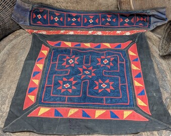 Hmong Handmade Batik Baby Carrier Fabric Vintage Cotton Indigo Hill Tribe Ethnic Hippie Tribal