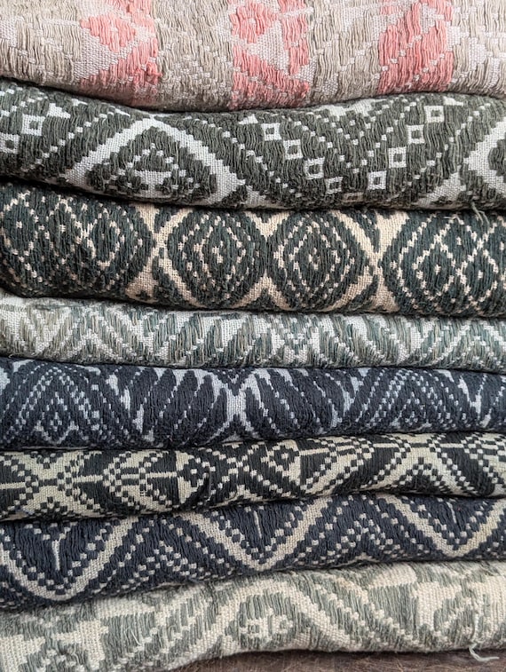 Vintage woven blanket tribal Hmong Thai throw rug cotton blue white handmade upcycle Vietnam Southeast Asia fabric textile light choice of 8