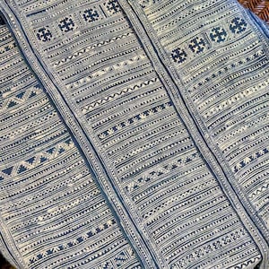 Hmong Hand Woven Hemp Roll Hand Drawn Batik Indigo Dye Hill Tribe Art choice of 4 rolls wax ethnic tribal fabric table runner textile image 6