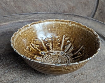 Tran Dynasty 14th-15th century bowl Pottery brown glaze handmade Vietnam Ceramic Antique Original fine art