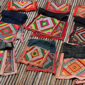 CLEARANCE Handmade Thai Embroidered vintage Scarf Shawl headscarf tribal hill tribe Vietnam Fabric Cotton WHOLESALE 4,6,8 pieces image 6