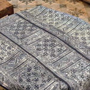 Hmong Hand Woven Hemp Roll Hand Drawn Batik Indigo Dye Hill Tribe Art choice of 4 rolls wax ethnic tribal fabric table runner textile image 12
