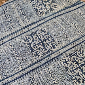 Hmong Hand Woven Hemp Roll Hand Drawn Batik Indigo Dye Hill Tribe Art choice of 4 rolls wax ethnic tribal fabric table runner textile image 18
