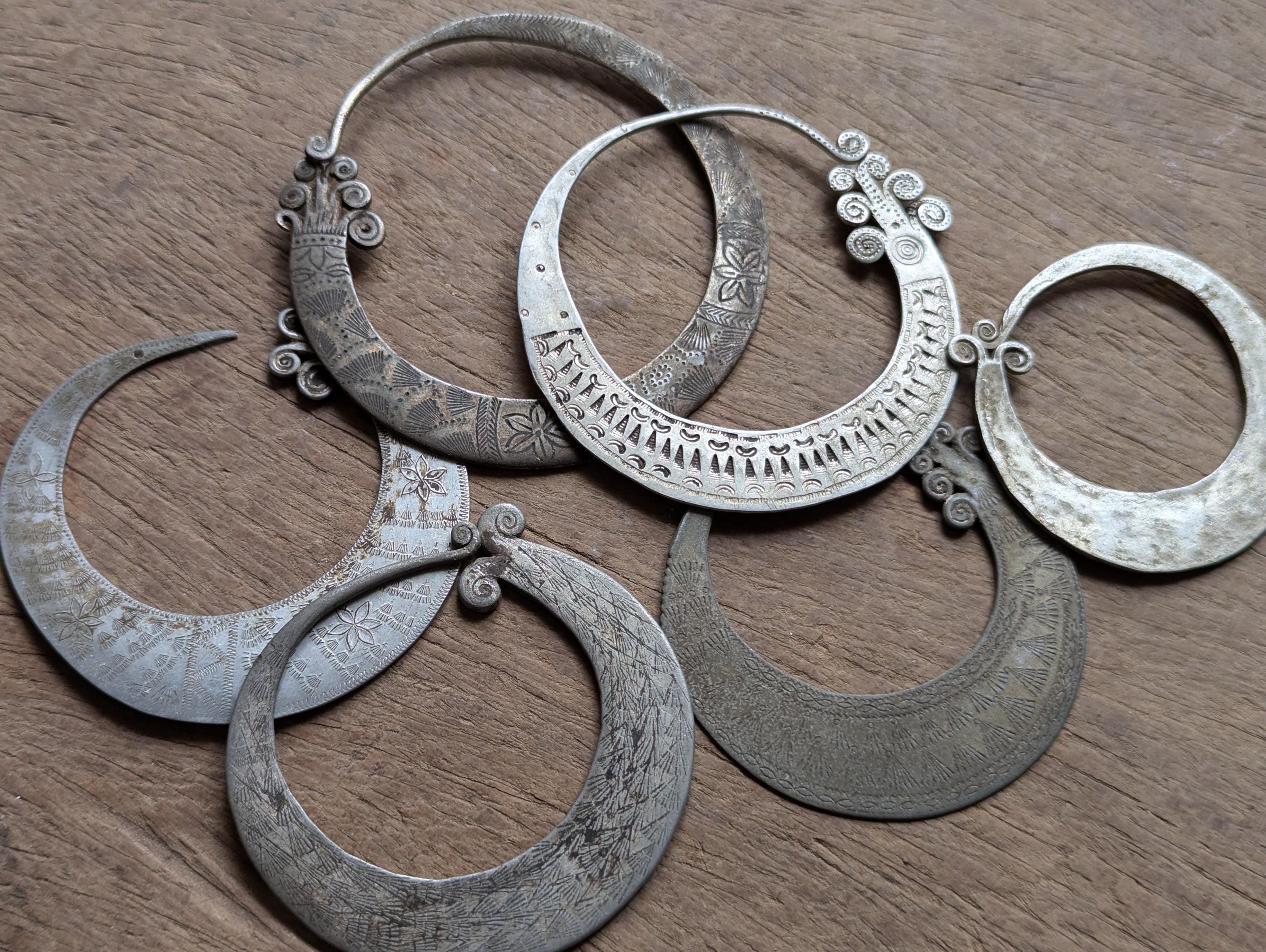 Hmong Vintage Handmade Earrings Collection Old Detailed