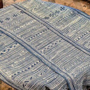 Hmong Hand Woven Hemp Roll Hand Drawn Batik Indigo Dye Hill Tribe Art choice of 4 rolls wax ethnic tribal fabric table runner textile image 4