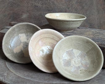 Antique pottery bowl China Tang dynasty 6th-9th century handmade early ancient Vietnam Annam Glazed Ceramic rustic collectible choice of 4