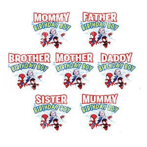 Spidey e amigos incríveis 14 ARQUIVOS Birthday Boy, Spidey Family Matching Birthday Shirt print & cut