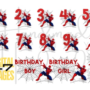 47 DIGITALE Bilder Spiderman Birthday Boy Png, Bundle Geburtstag Png, Spider-Man Geburtstag Design, Birthday Boy