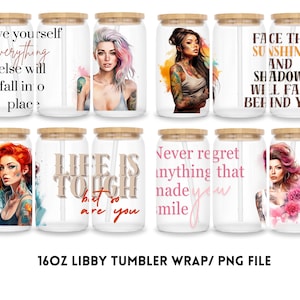 4 pack Libbey tumbler Sublimation Wrap PNG File DIGITAL DOWNLOAD 16oz Glass Tumbler Design Uv-dtf Printable