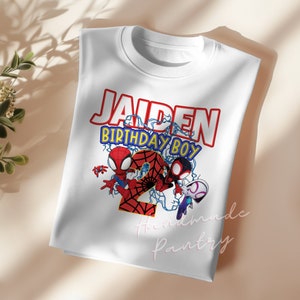 PERSONALIZADO para qualquer idade / nome do Aranha e seus amigos incríveis Menino e Menina, Camiseta de Aniversário do Aranha LISTAGEM DIGITAL