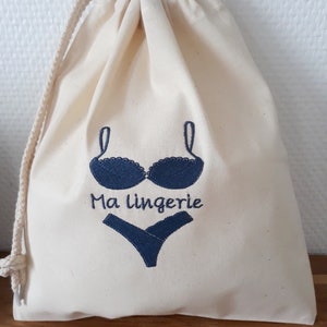 Sac rangement pochette lingerie coton brodé personnalisable, organiseur valise objectif zéro déchet imagem 6