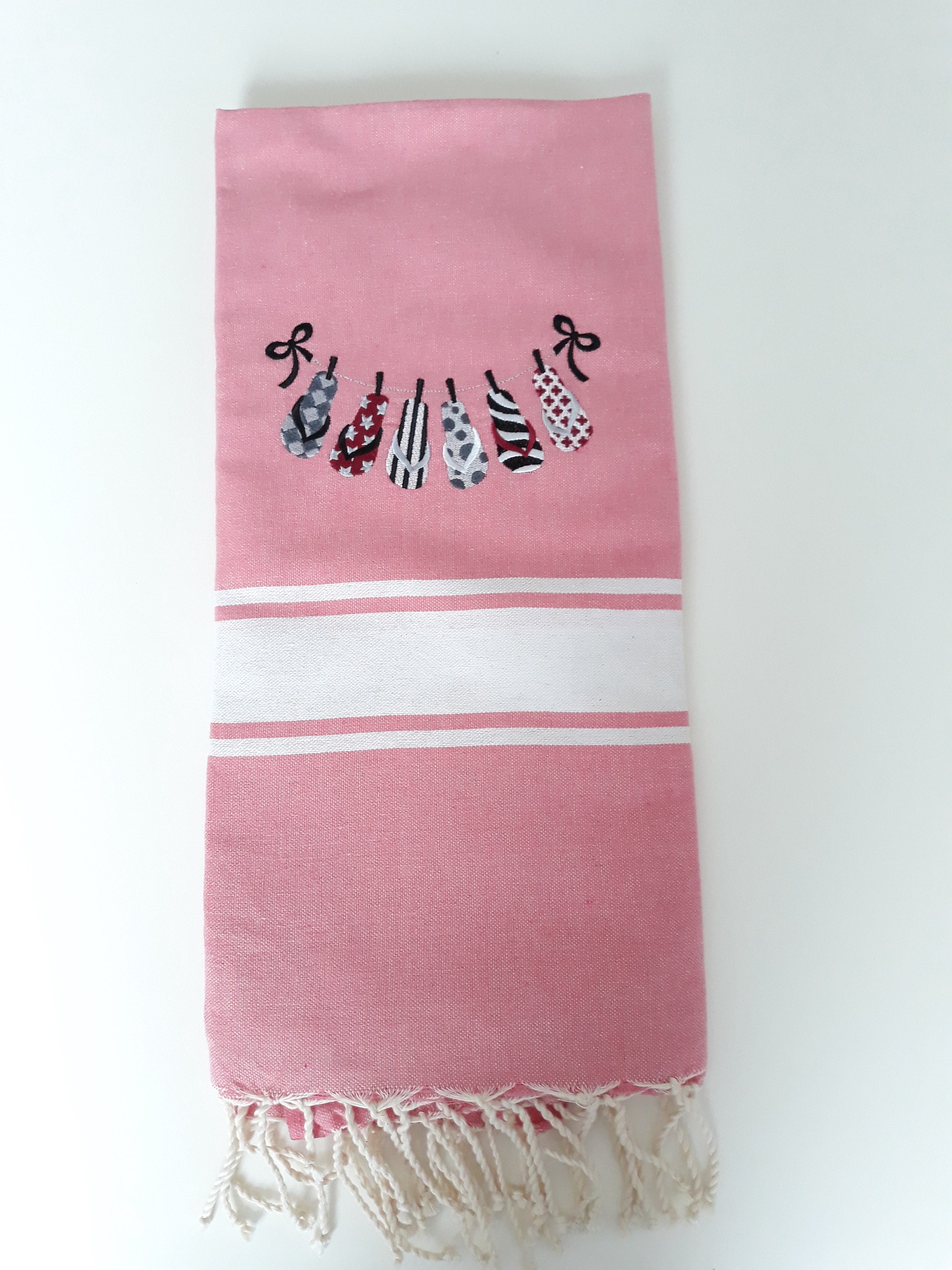 Fouta Brodée Personnalisée, Serviette de Plage, Drap Bain, Spa, 100% Coton, Cadeau Fête Des Mères, P