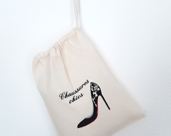 Shoe storage bag, women's dressing bag or personalized embroidered cotton suitcase