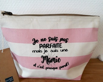 Trousse de toilette pochette de rangement  maquillage, cadeau grands-mères  en coton brodé