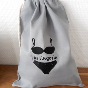 Sac rangement pochette lingerie coton brodé personnalisable, organiseur valise objectif zéro déchet imagem 4